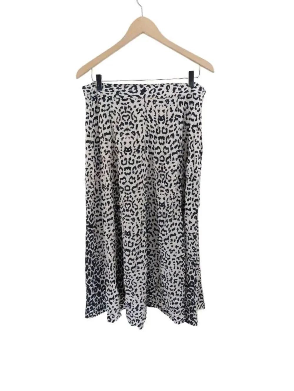 Vintage Foda Fine 100% Silk Leopard Animal Print Midi Skirt Size M Medium A-Line